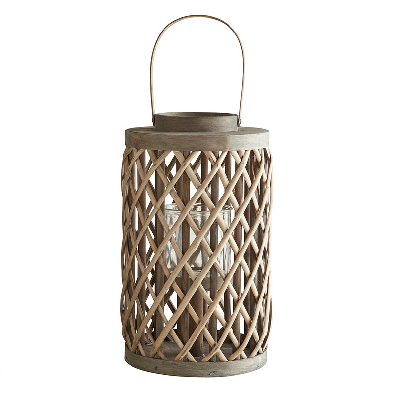 Grey Woven Willow Lantern