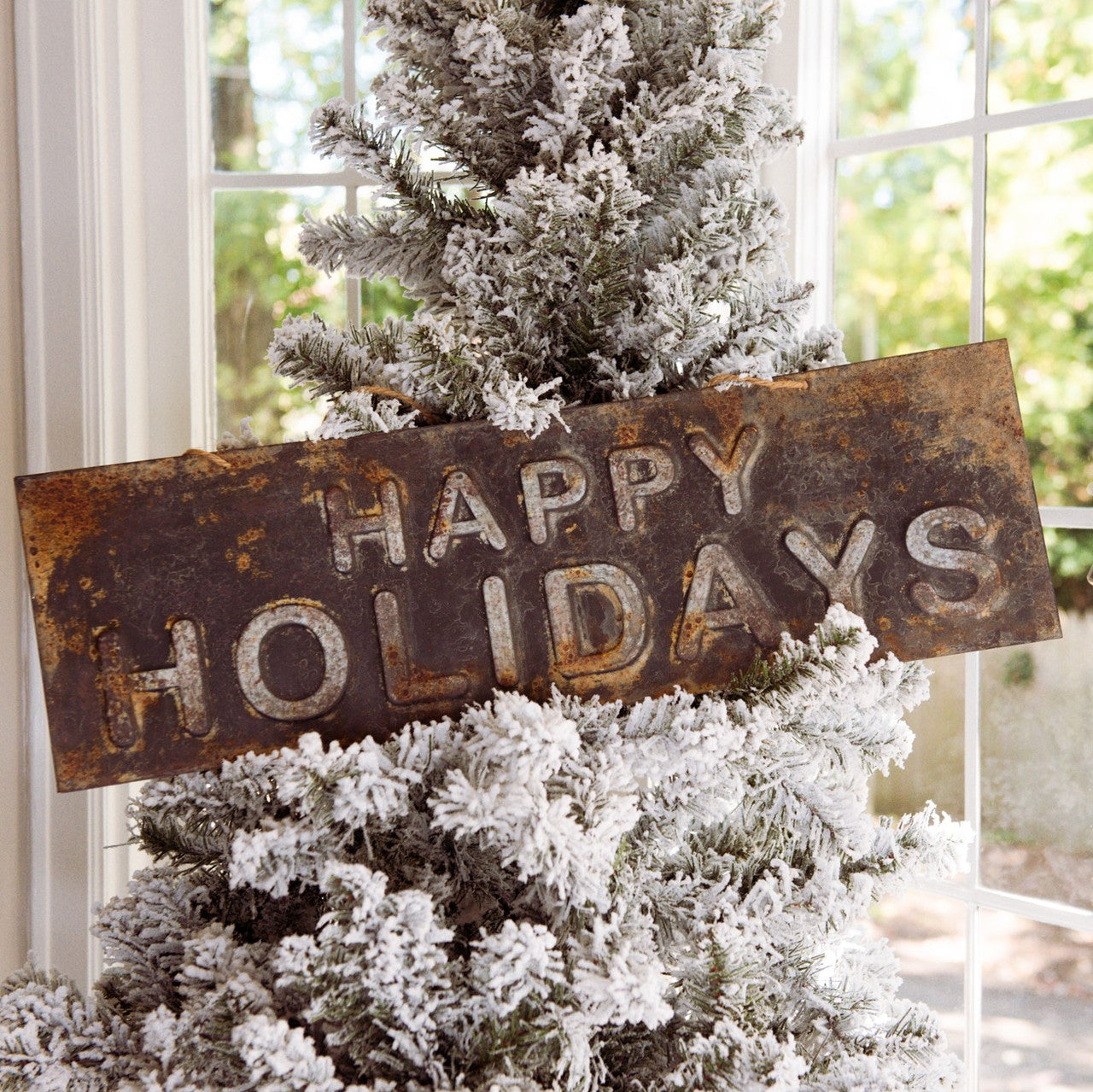 Rusty Happy Holidays Metal Sign