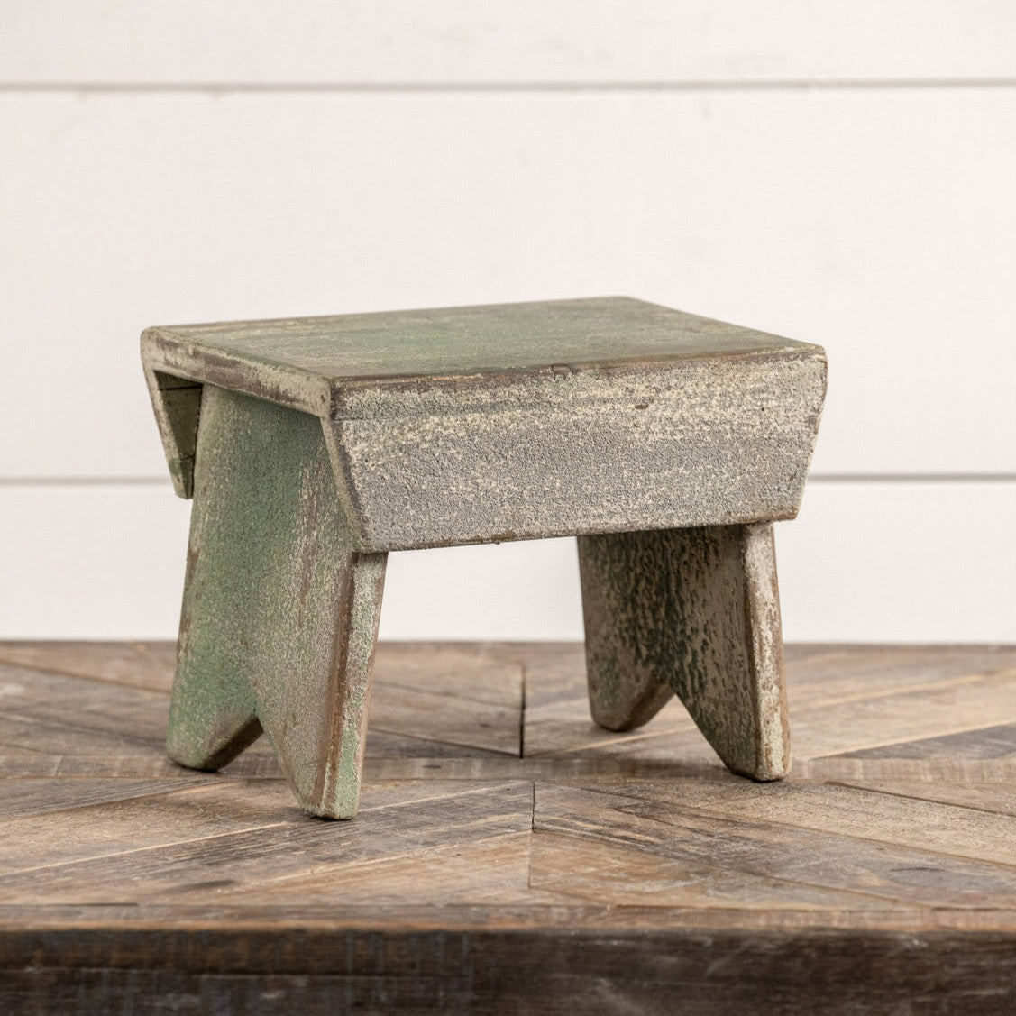 Distressed Green Stool