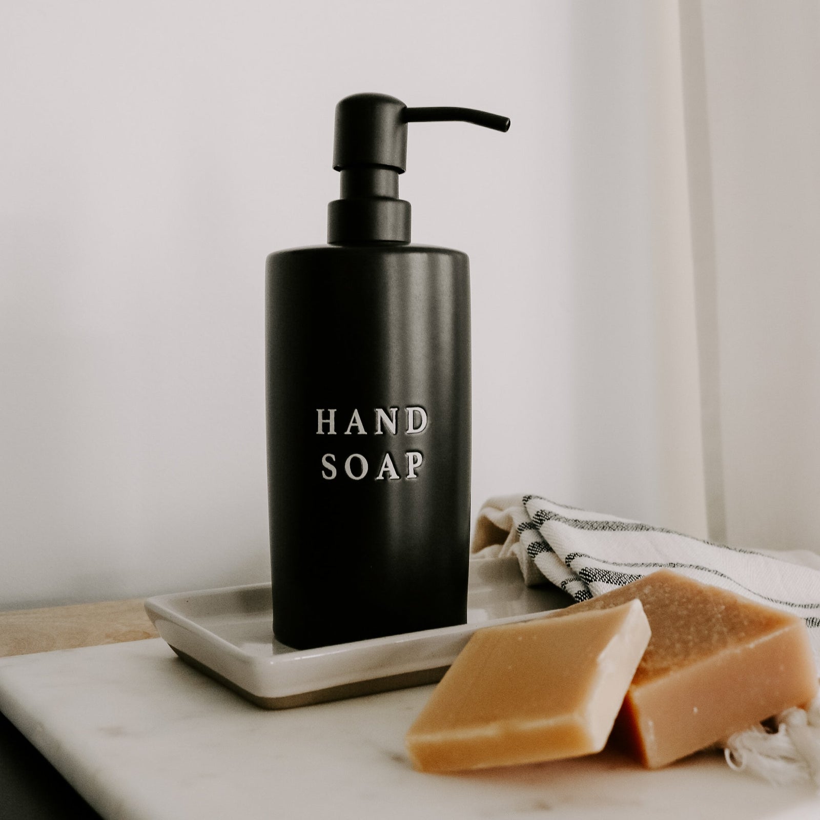 15oz Black Stoneware Hand Soap Dispenser