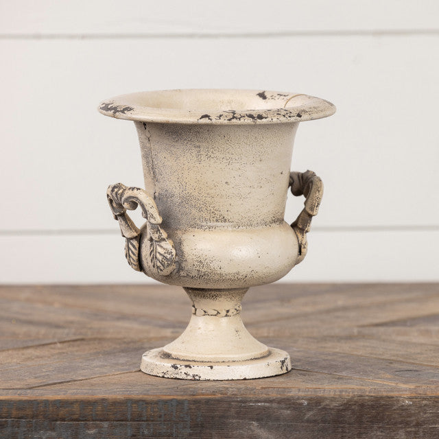 Aged White Cast Iron Urn