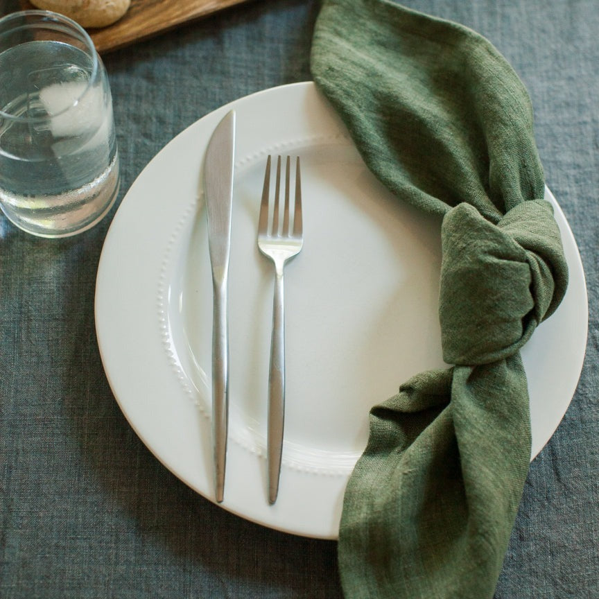 Stone Washed Linen Hemmed Dinner Napkin