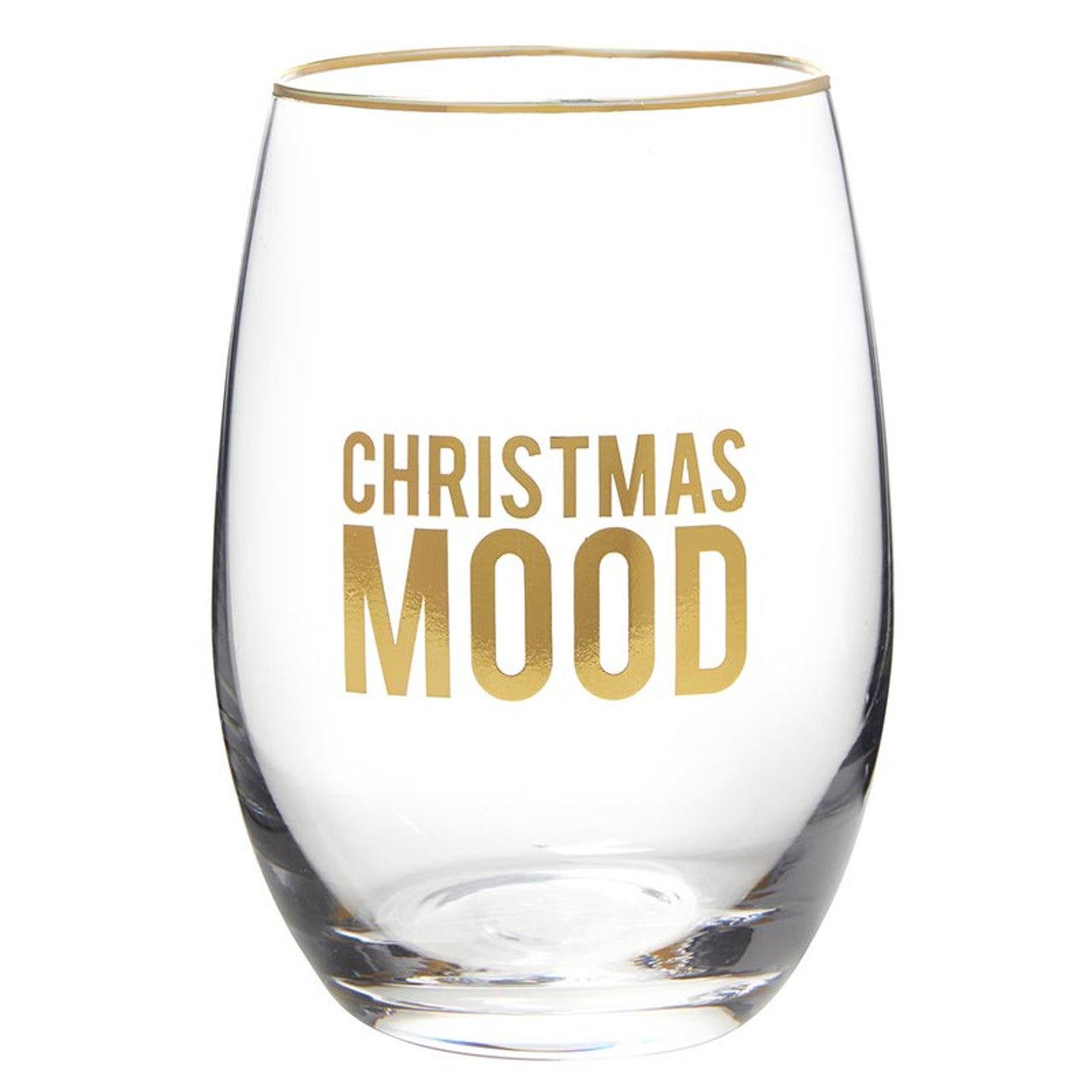 Christmas Gold Stemless Wine Glass Set