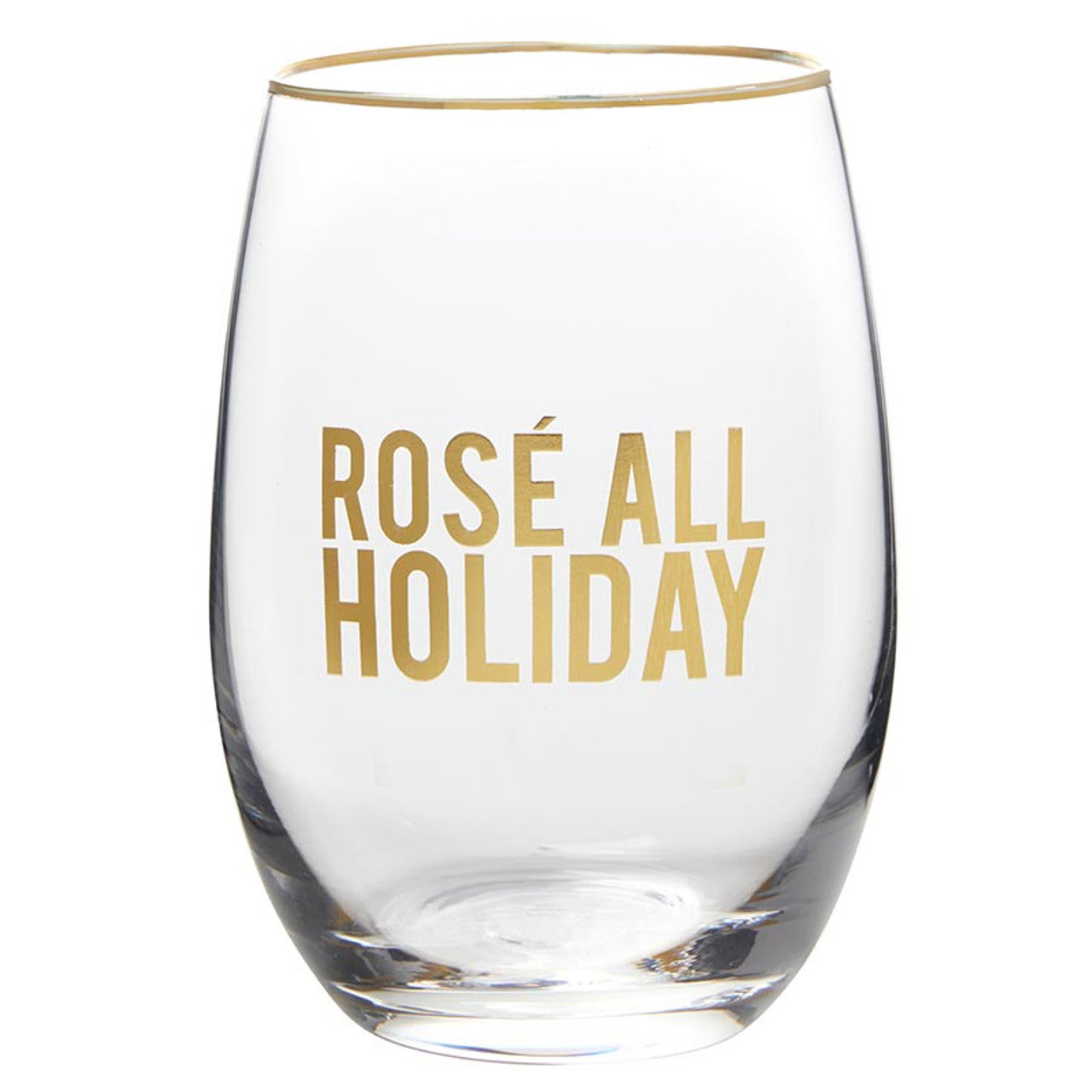 Holiday Gold Stemless Wine Glass Set