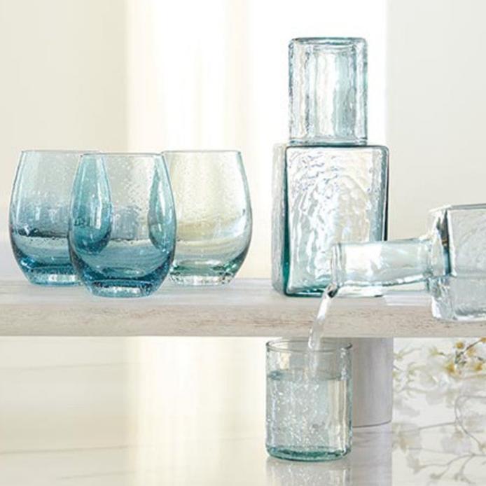 Hammered Glass Bottle &amp; Glass Decanter Set