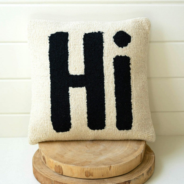 Hi Hand Hooked Pillow