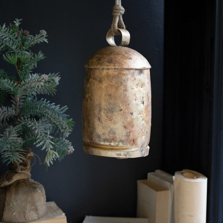 Large Antique Gold Christmas Bell Set