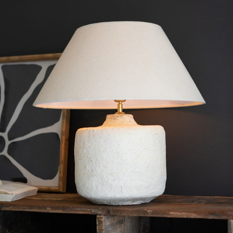 Paper Mache Table Lamp with Fabric Shade