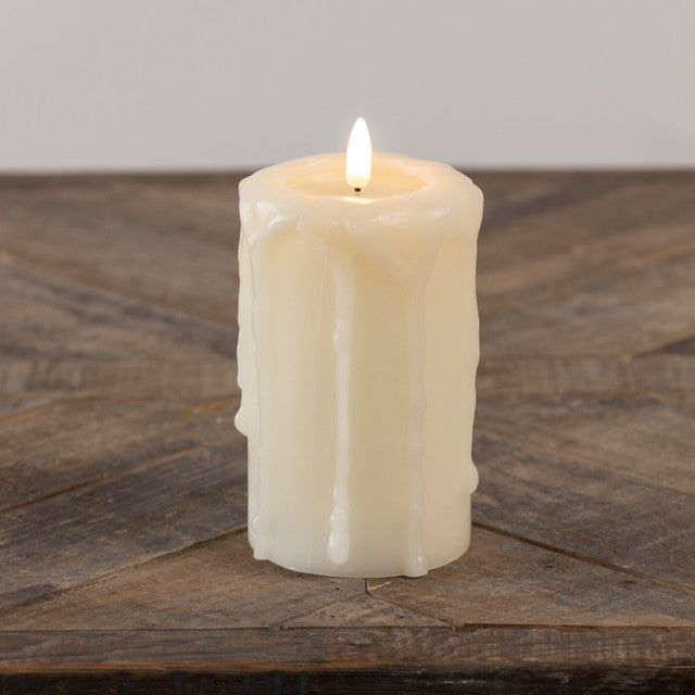 Cream Dripped Wax 3D Flame Pillar Candle