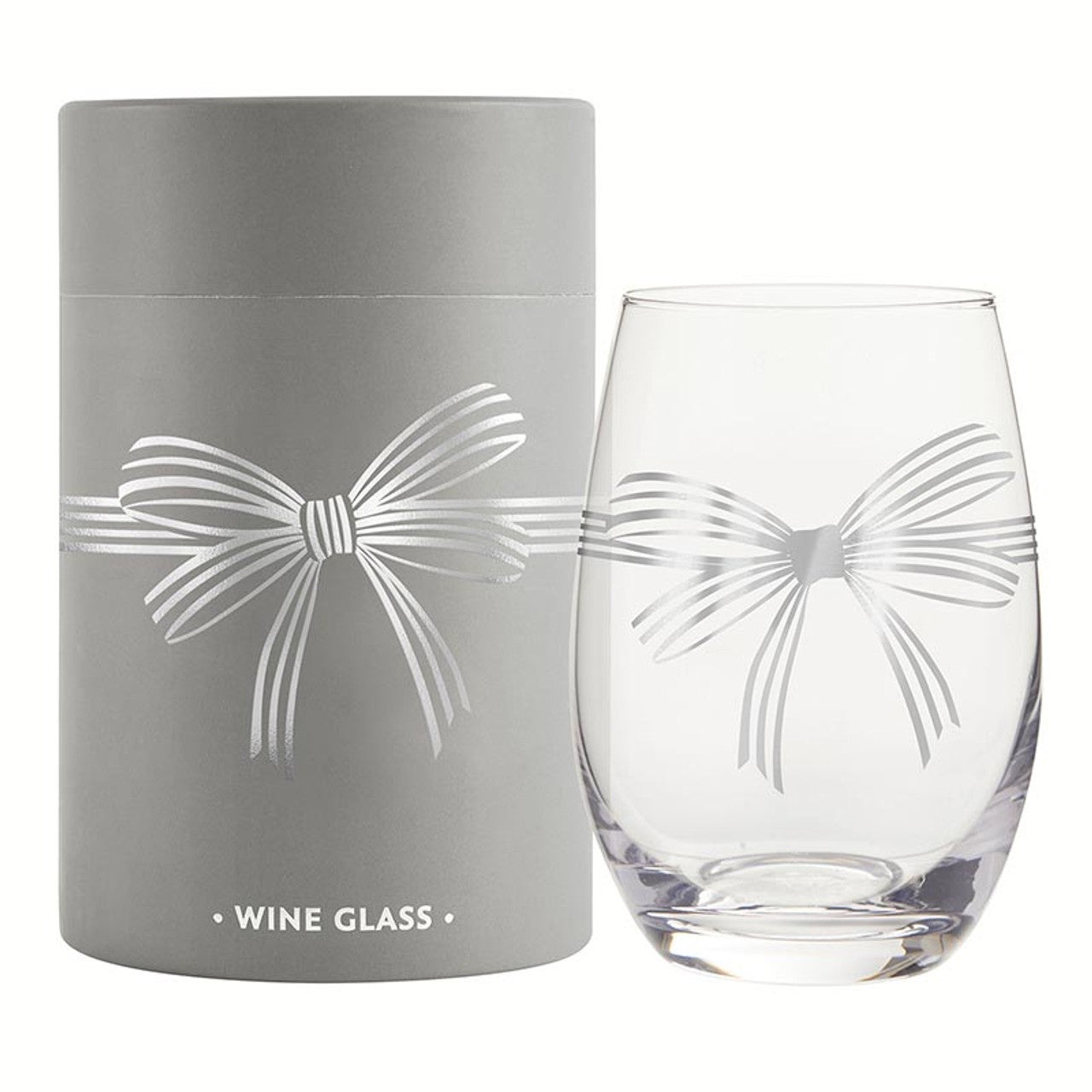 Silver Holiday Stemless Wine Glass Set