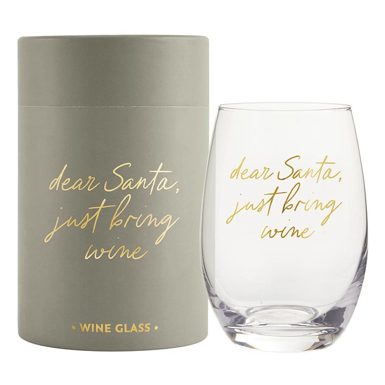 Dear Santa Stemless Wine Glass Set