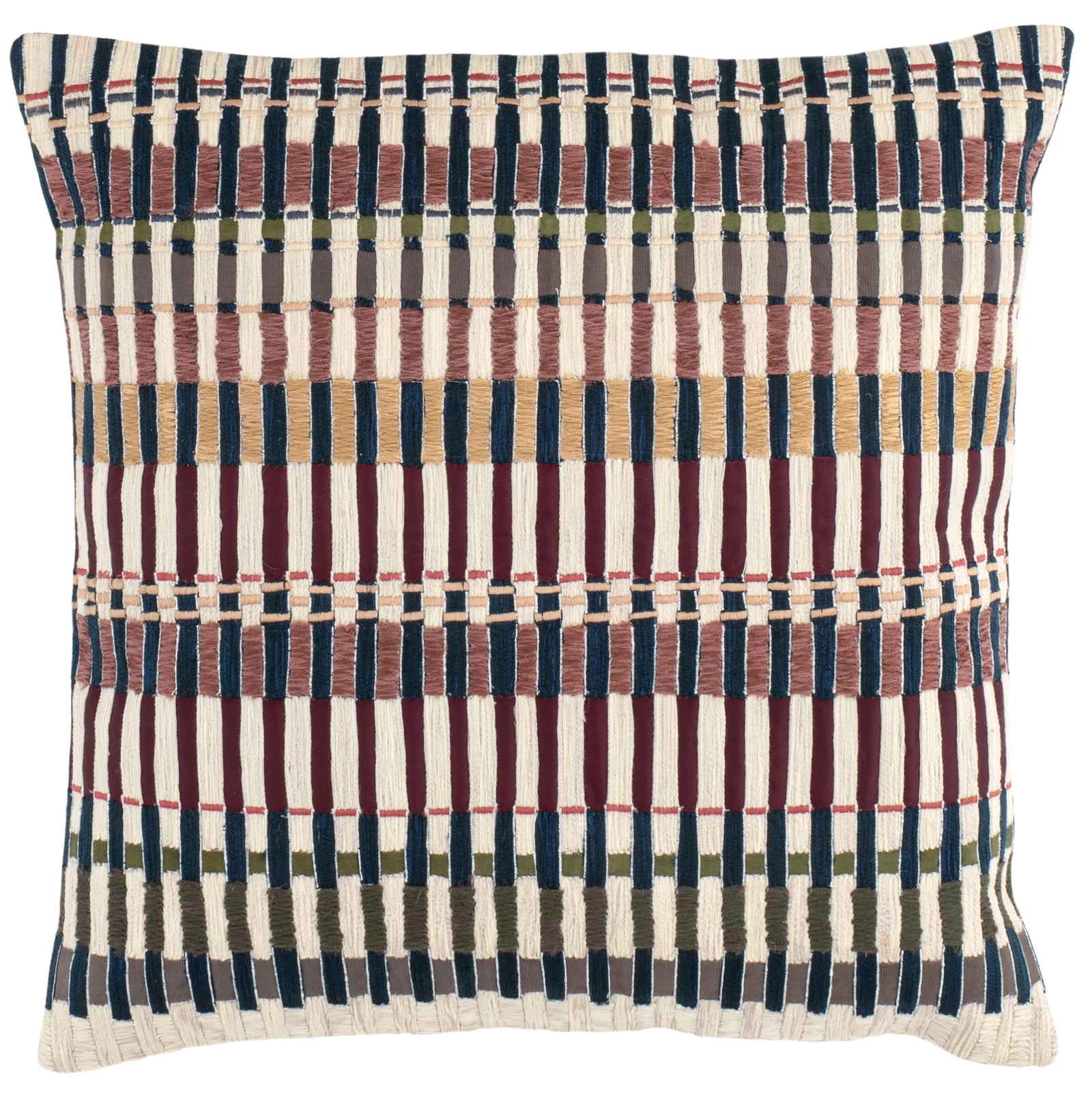 Pine Cone Hill Folk Stripe Embroidered Multi Decorative Pillow