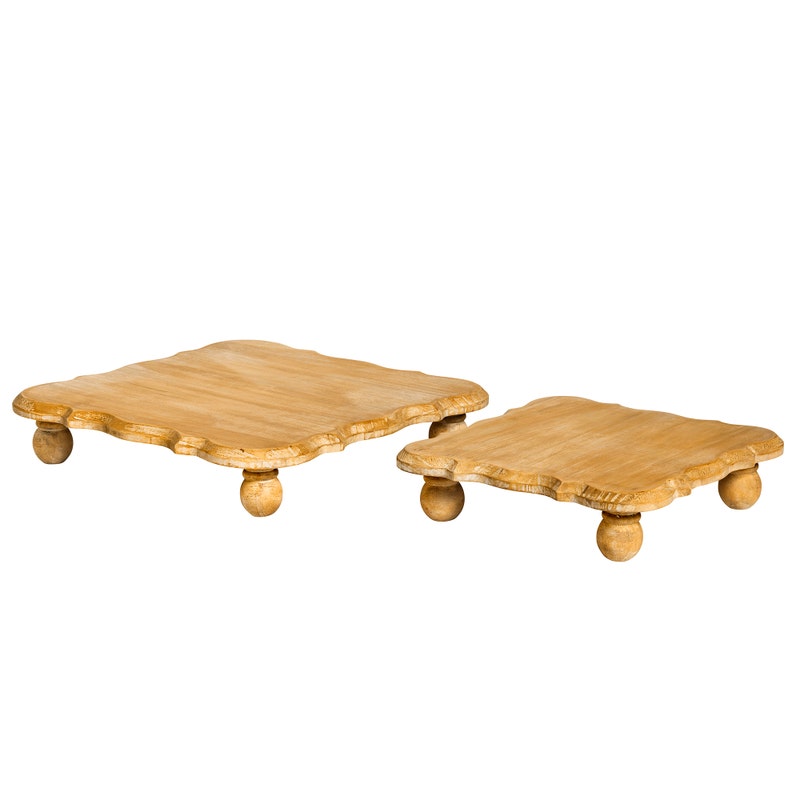 Square Wooden Scalloped Riser Set