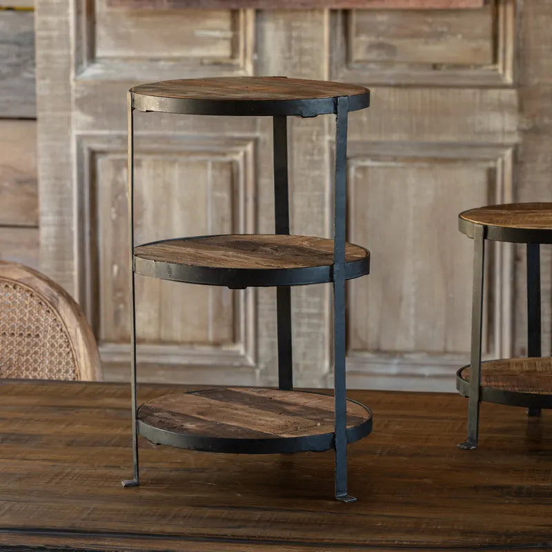 Three Tier Iron &amp; Rustic Wood Stand