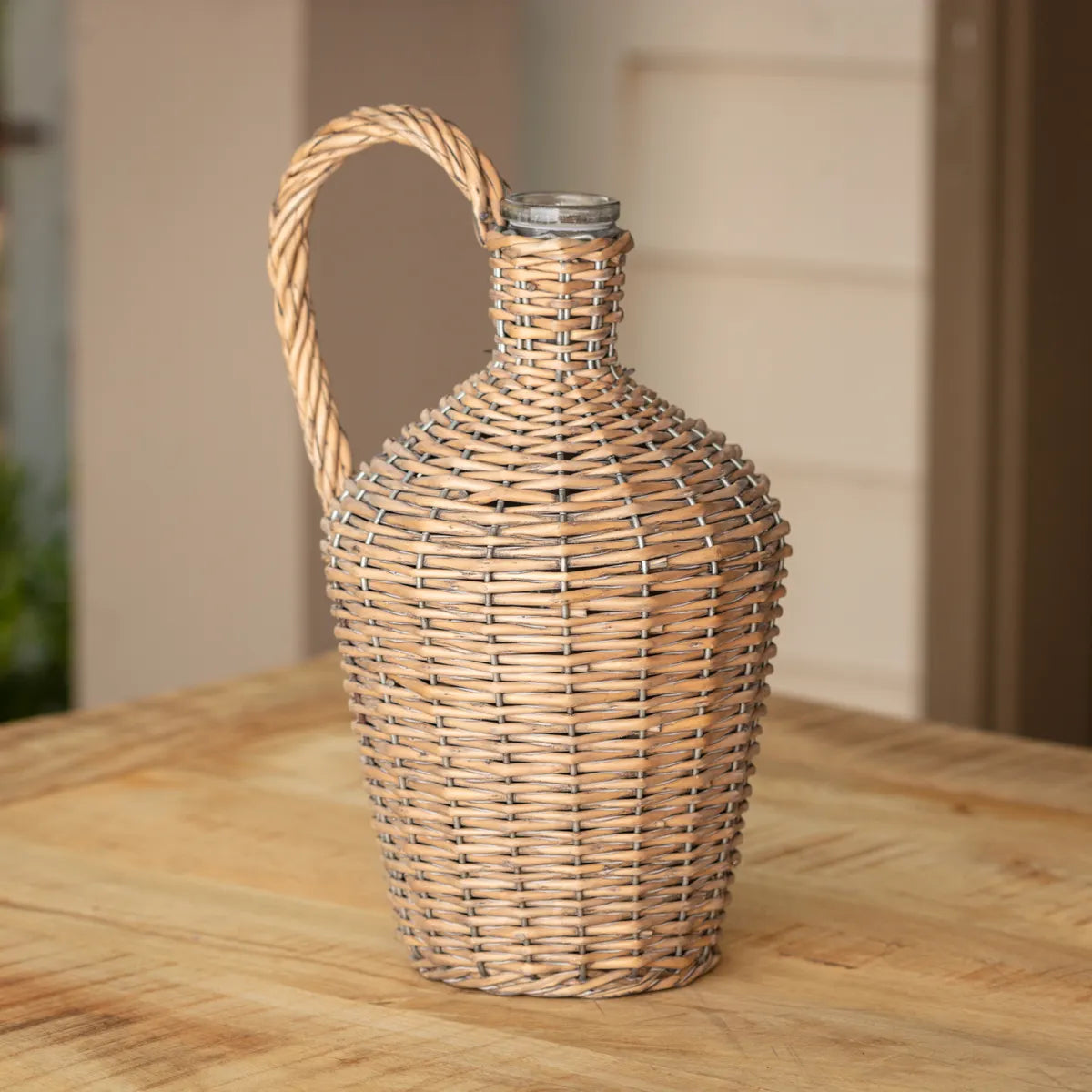 Willow Covered Medium Wine Bottle Vase