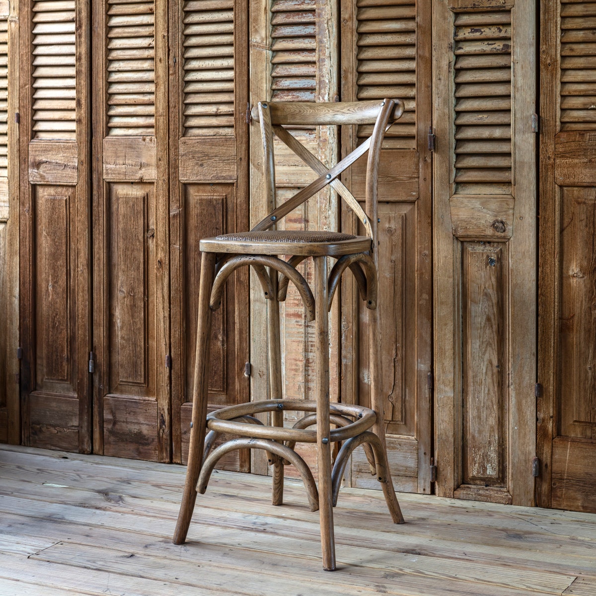 Porchview Cross Back Wood Stool