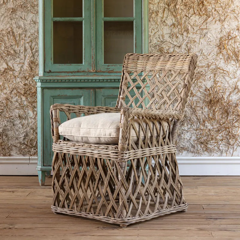 Lattice Rattan Arm Chair