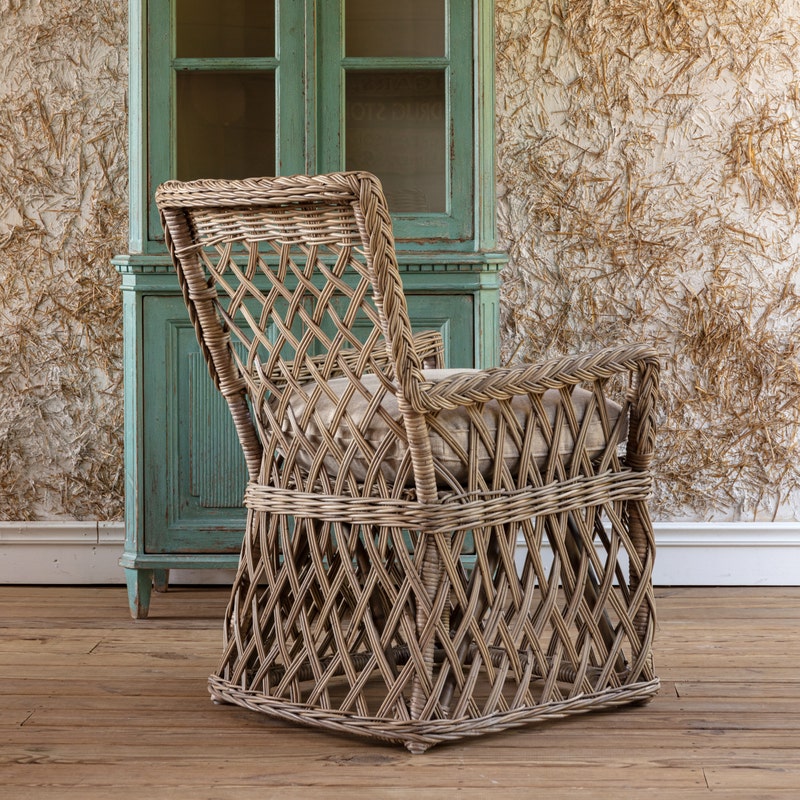 Lattice Rattan Arm Chair