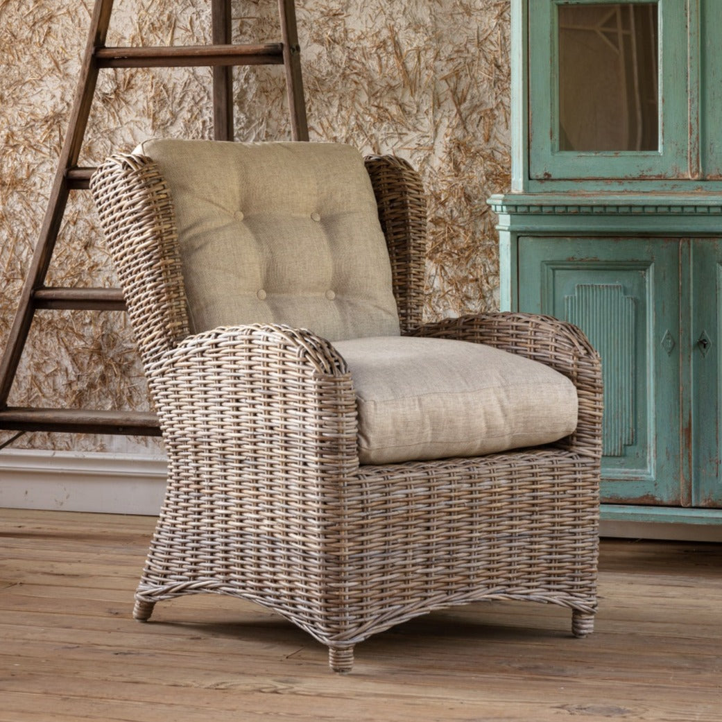 Cottage Rattan Wing Chair