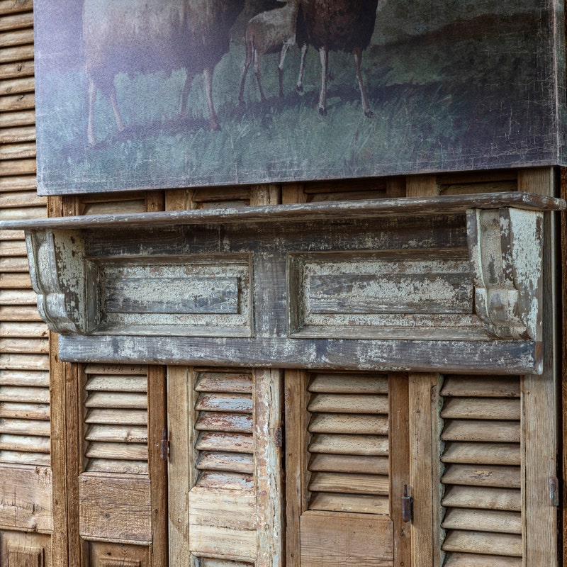 Wooden Wall Shelf With Aged Paint