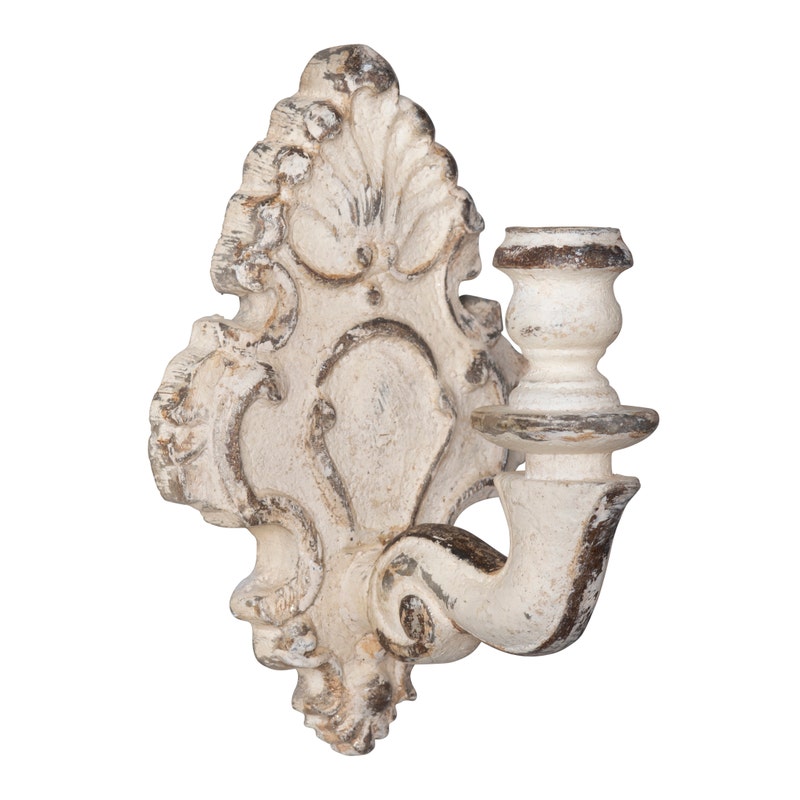 Aged Wall Sconce With Single Candle Holder