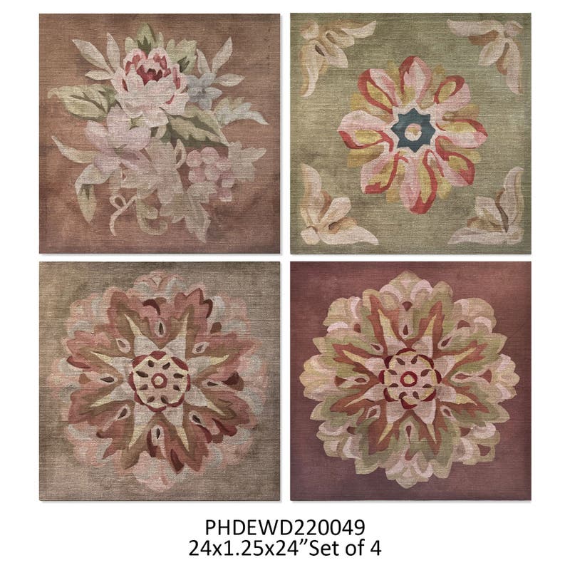 Gallery Wrapped Antiqued Needlepoint Print Set