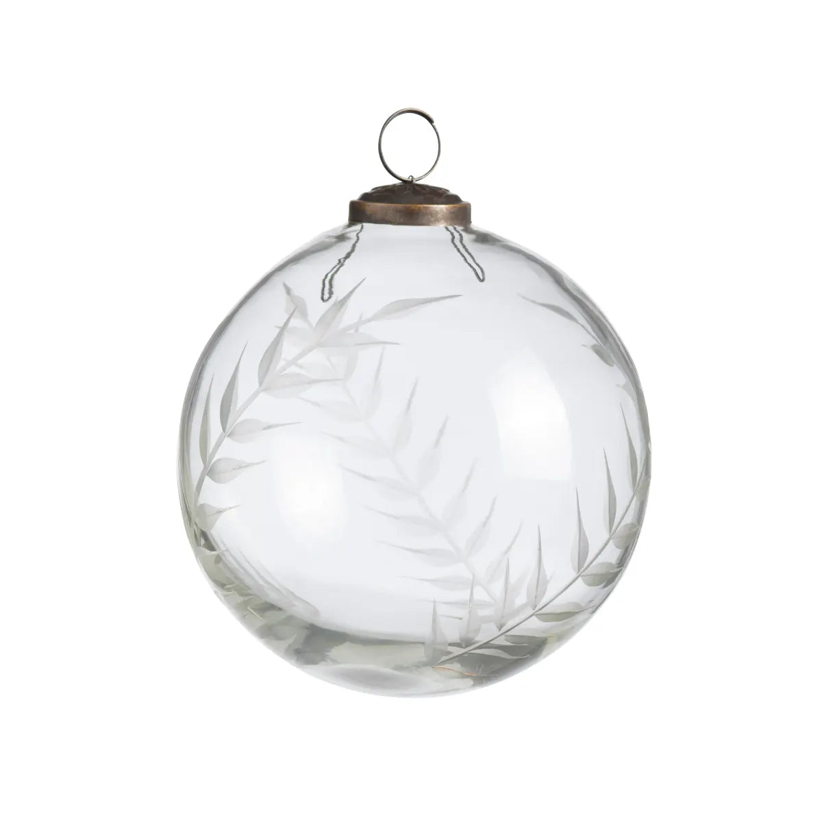 Clear Etched Laurel Glass Ornament