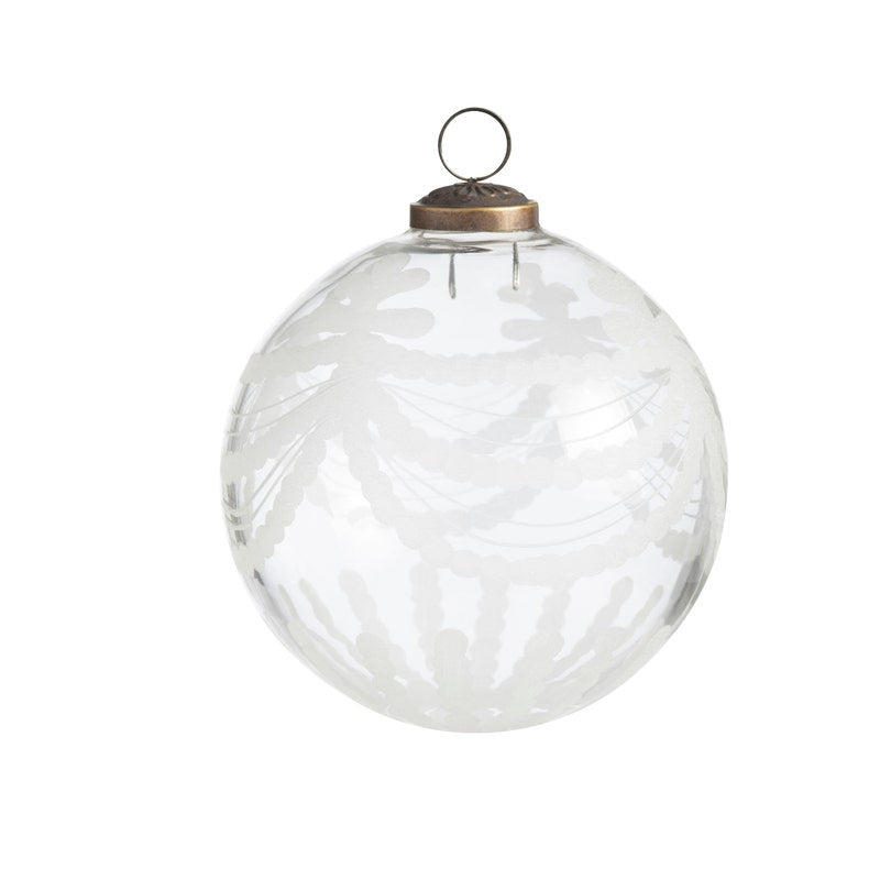 Clear Etched Garland Glass Ornament Set