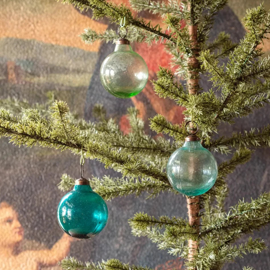 Recycled Blue-Green Glass Ornament Set