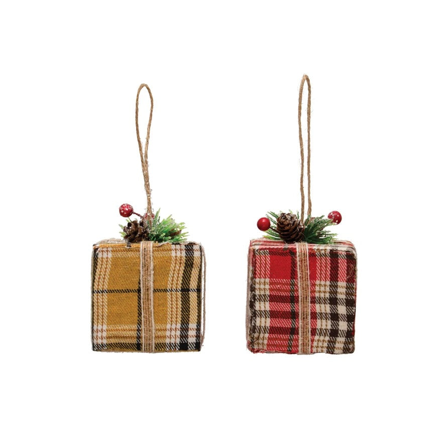 Plaid Gift Box Ornament