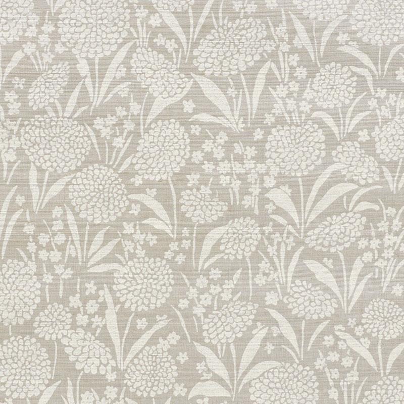 Schumacher Chrysanthemum Hemp Shimmer Wallpaper