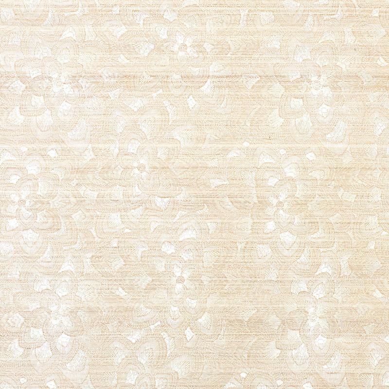 Schumacher Lotus Embroidery Sisal Wallpaper