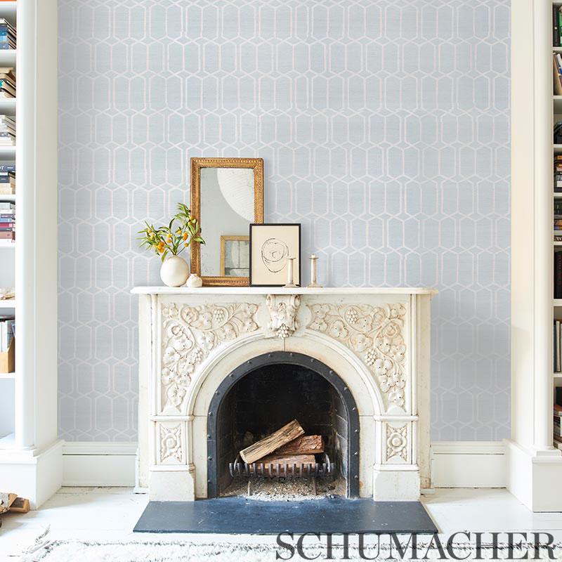 Schumacher Modern Trellis Sisal Wallpaper