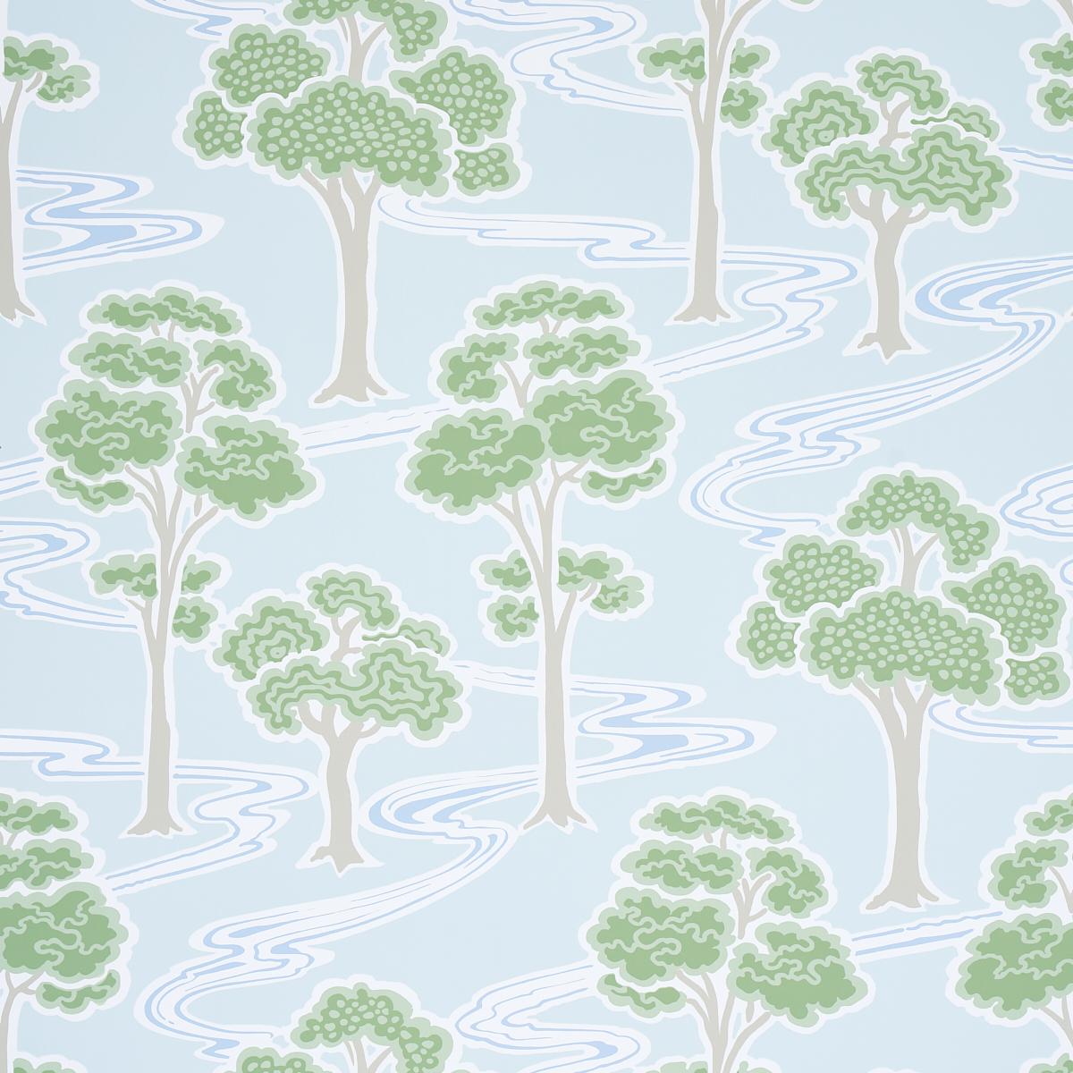 Schumacher Tree River Print Wallpaper