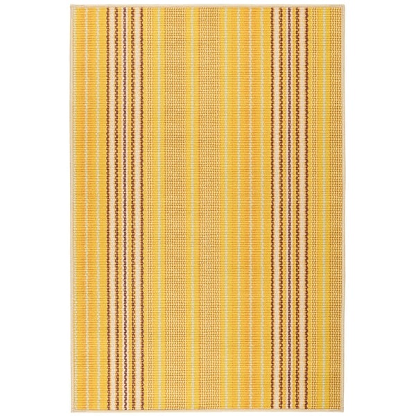 Sunflower Ticking Yellow Machine Washable Rug