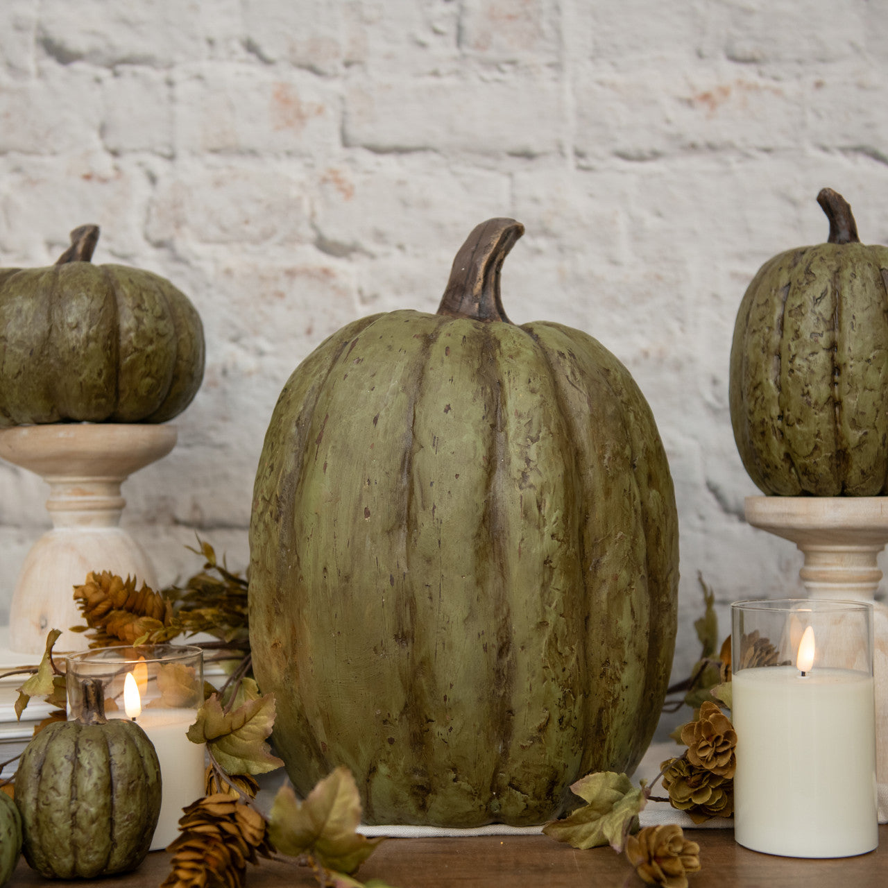 Olive Green Mache Pumpkin