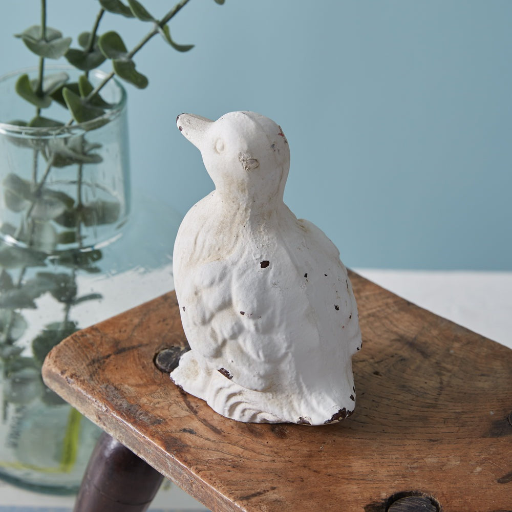 White Cast Iron Duckling Figurine