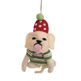 Wool Felt Holiday Dog Ornament