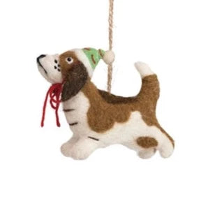 Wool Felt Holiday Dog Ornament