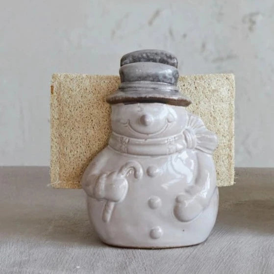 Reactive Glaze Snowman Tree Sponge Holder