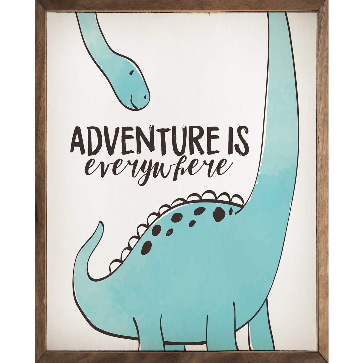 Adventure is Everywhere Dinosaur White Wood Framed Print - A Cottage in the City