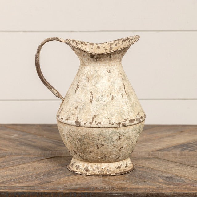 Aged Cream Metal Pitcher - A Cottage in the City