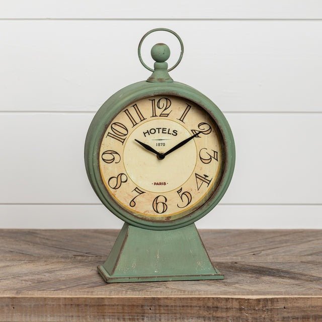 Aged Green Tabletop Clock - A Cottage in the City