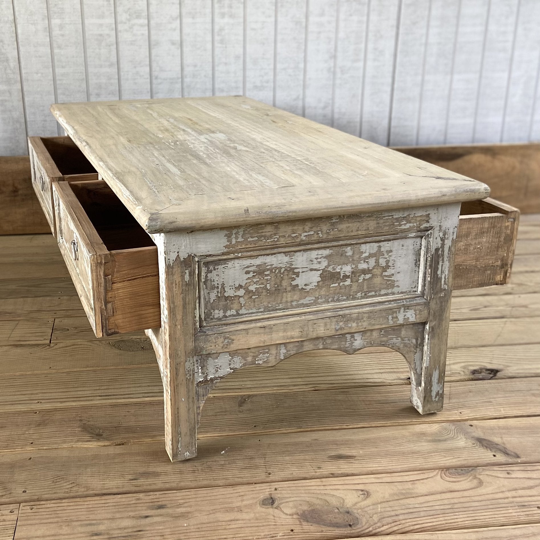 Aged White Scalloped Coffee Table - A Cottage in the City