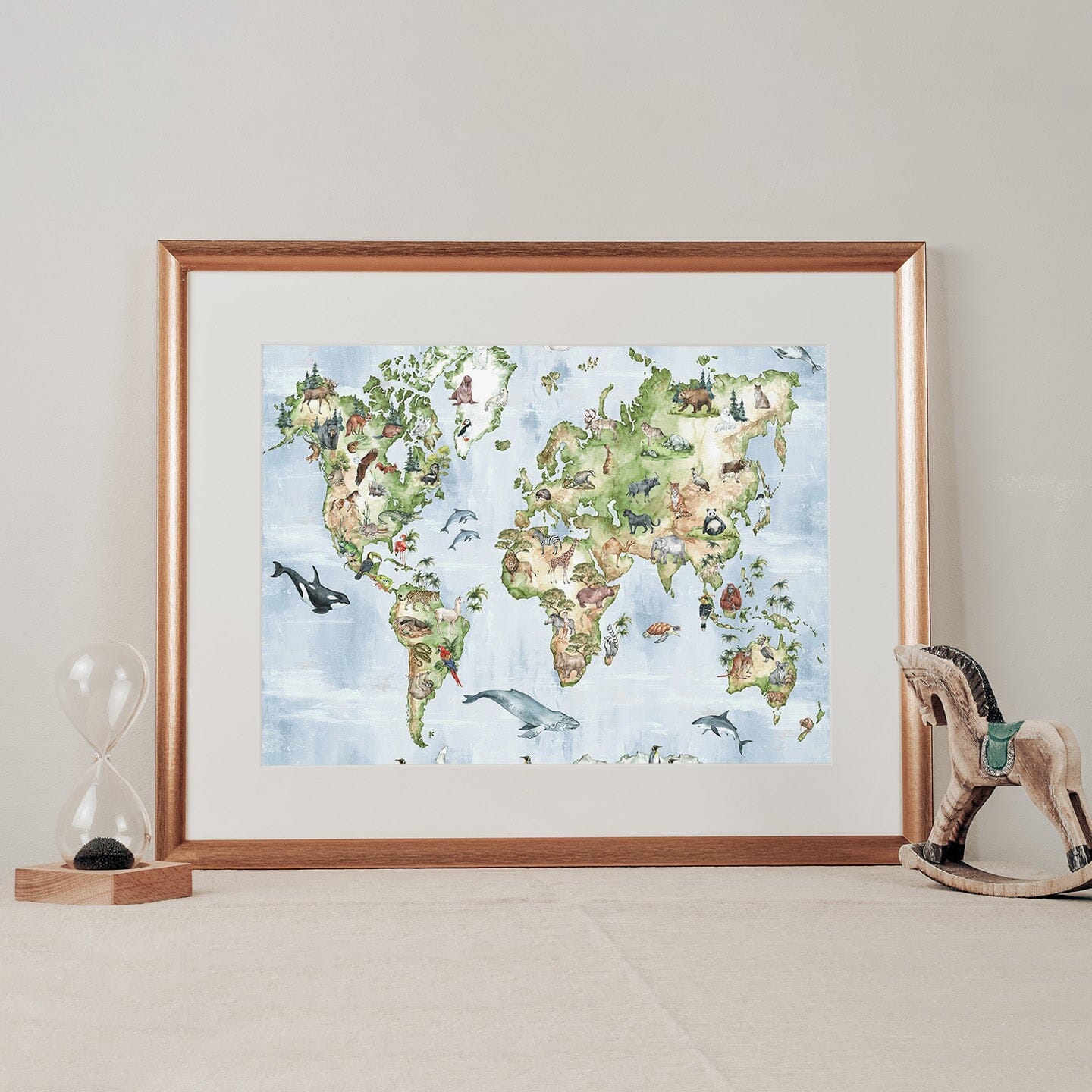 Animal World Map Wall Mural - A Cottage in the City