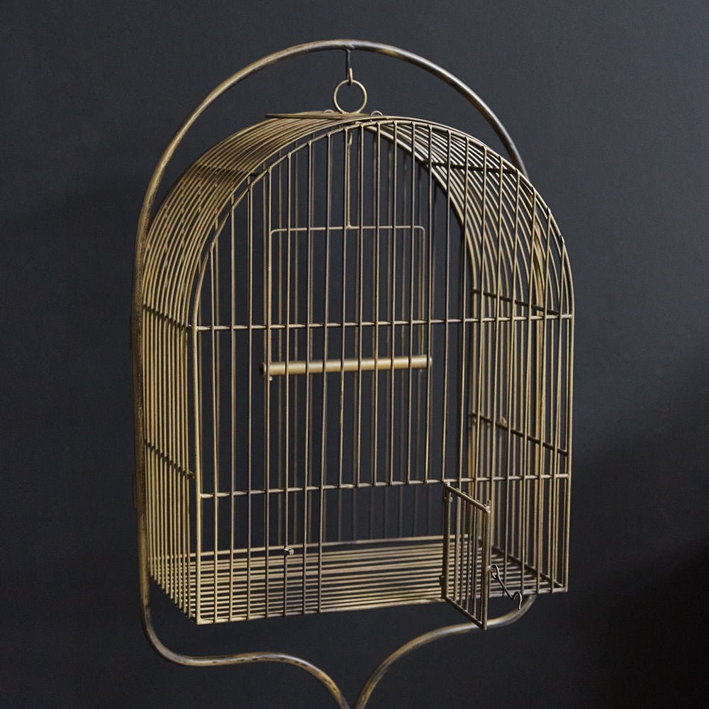 Antique Brass Birdcage With Stand - A Cottage in the City