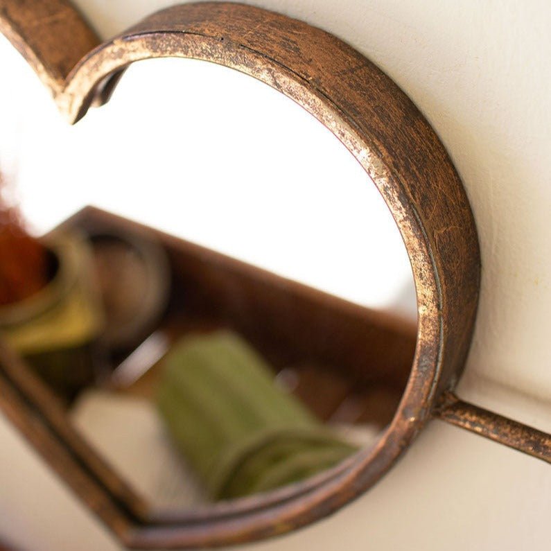 Antiqued Brass Heart Wall Mirror - A Cottage in the City