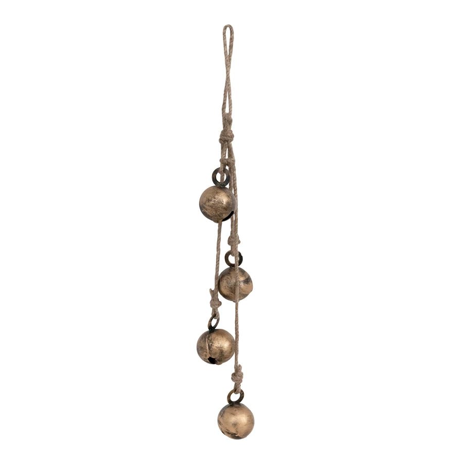 Antiqued Brass Jingle Bells Cluster Ornament - A Cottage in the City