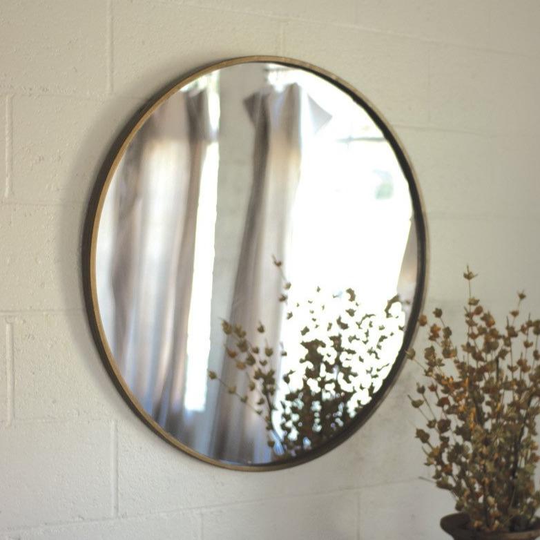 Antiqued Brass Round Mirror - A Cottage in the City