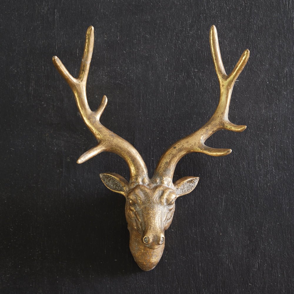 Antiqued Gold Deer Head Wall Hanging - A Cottage in the City